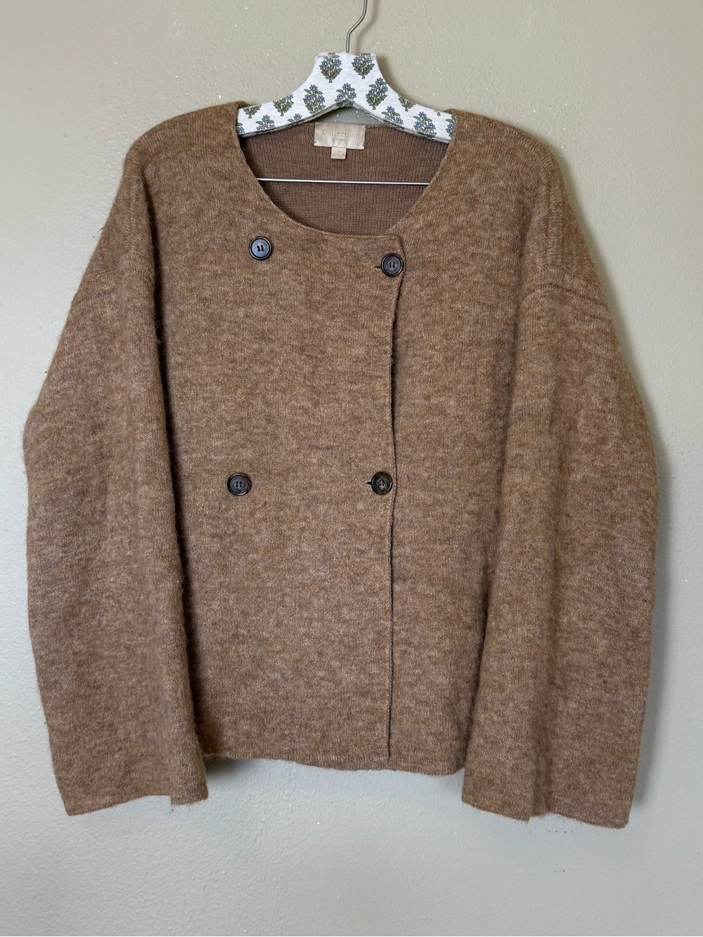 J. Crew Collection Tan Wool Alpaca Sweater Jacket Size Medium - Picture 2 of 6